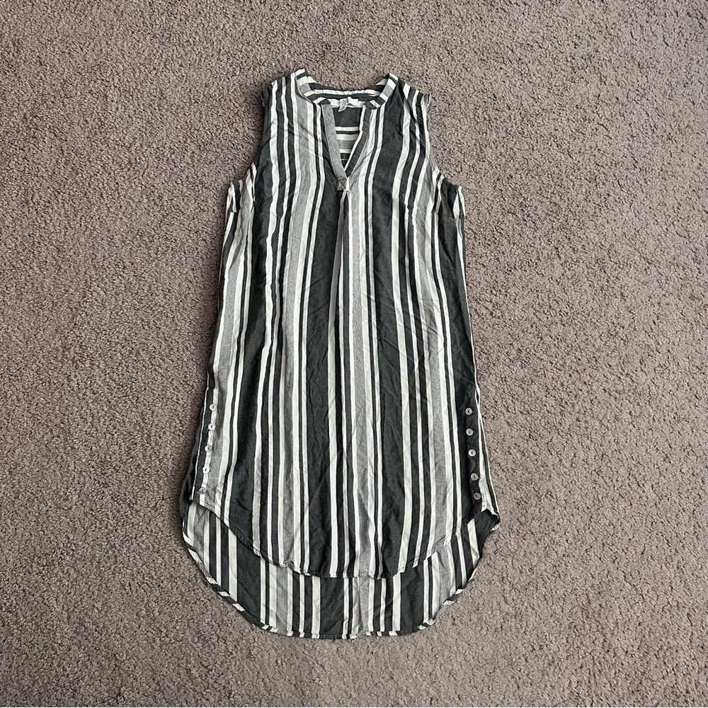 Fever Sleeveless Black White Striped Shift Dress Womens S